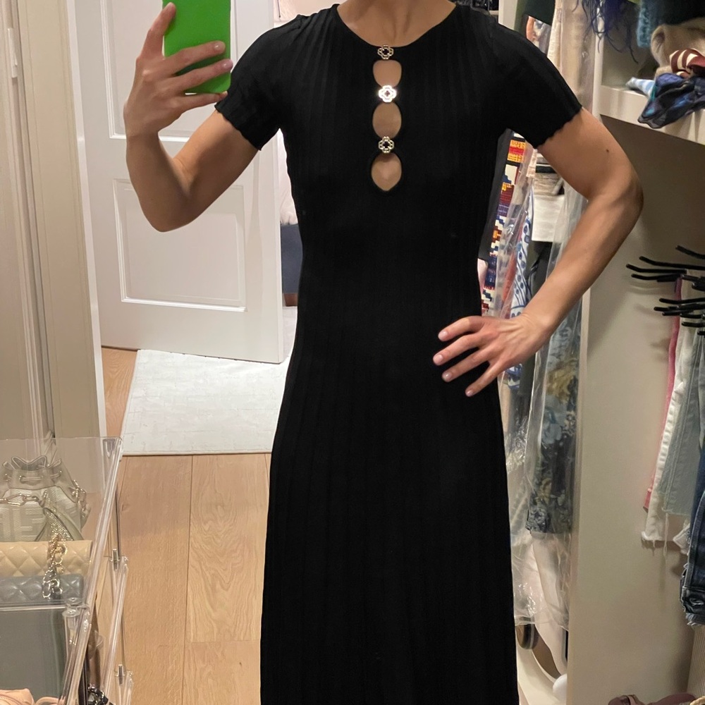 Maje NWT Black Roxou Rib Cutout Knit Dress Size 34 / XS